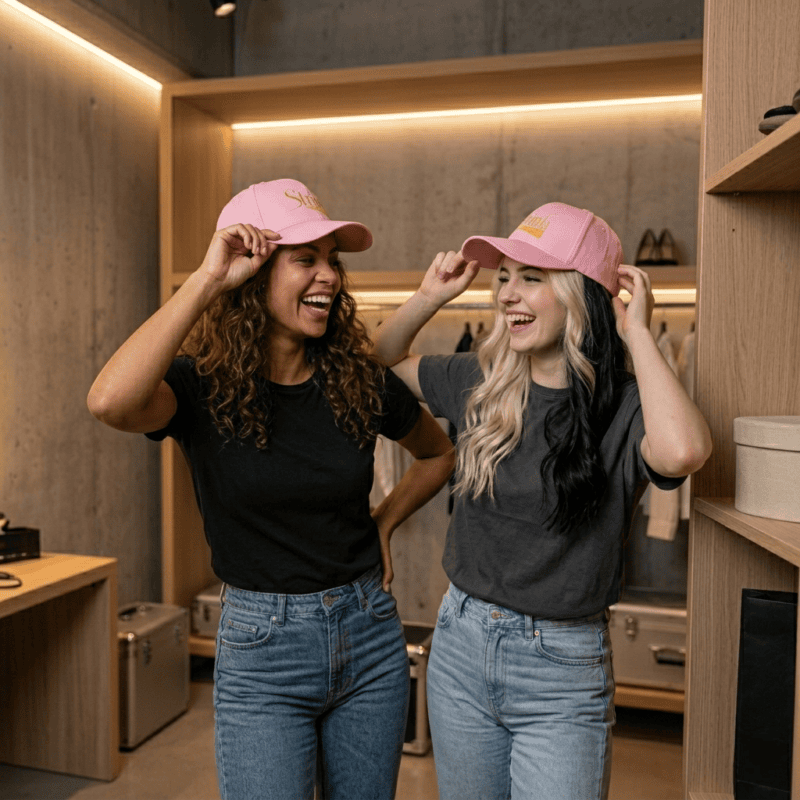 String Showbar Original 5-Panel Caps – Rosa Klassisk Bomullstwill - Bilde 3