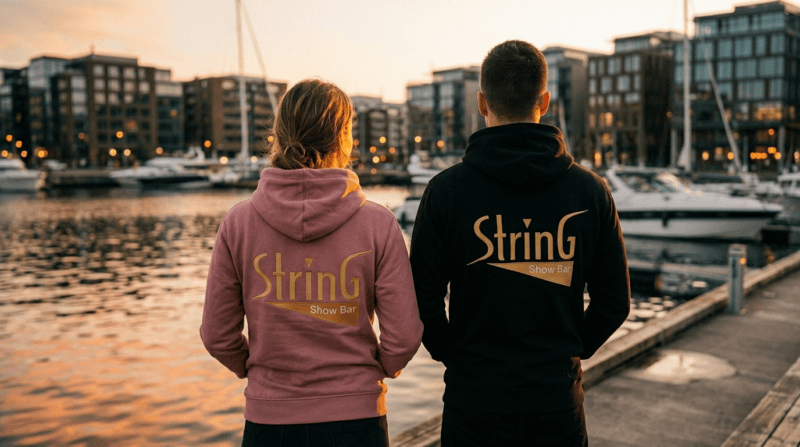 String Showbar Klassisk Unisex Hoodie – Rosa Azalea Heavy Blend - Bilde 7